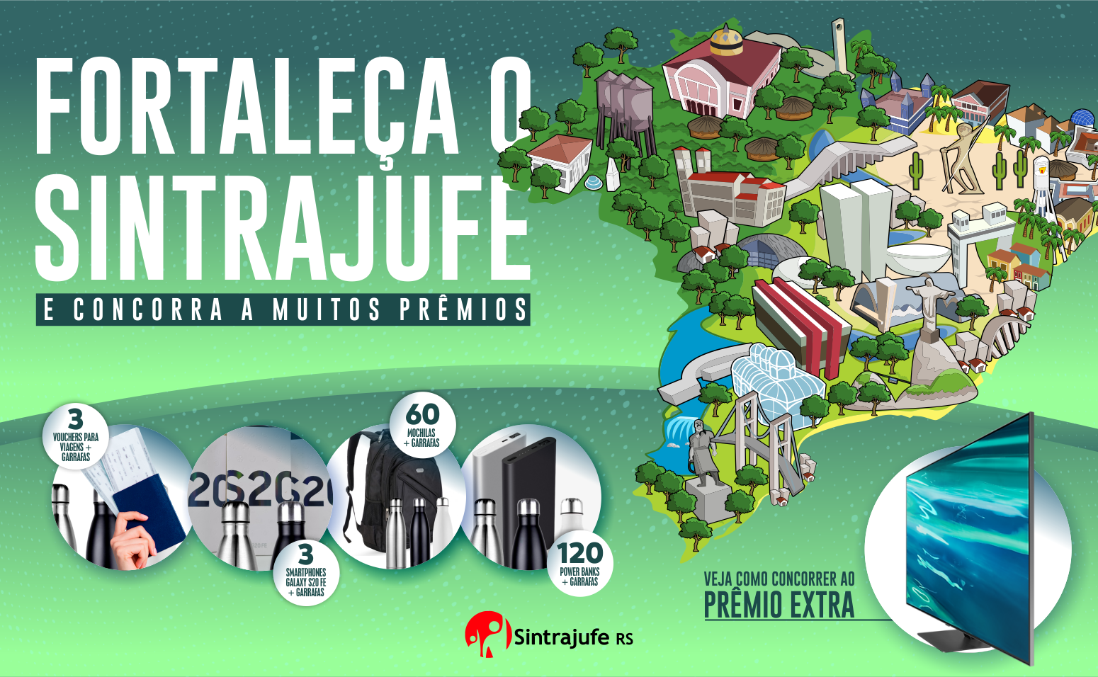 Sintrajufe/RS lança campanha de sinidicalização com sorteio de mais de 180 prêmios
