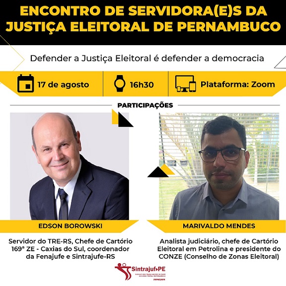 Sintrajuf-PE promove o Encontro de Servidora(e)s da Justiça Eleitoral de Pernambuco
