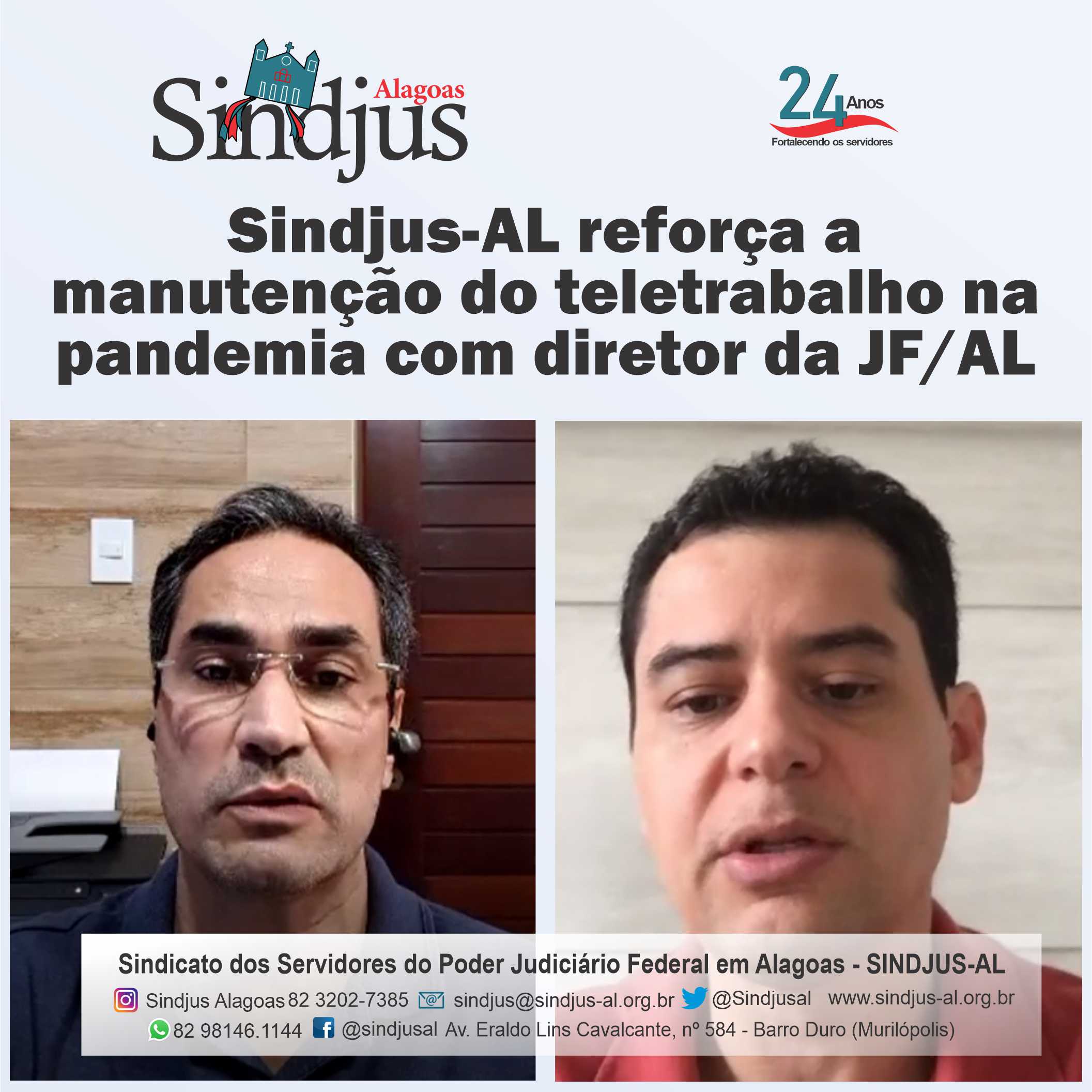 Sindjus-AL reforça a manutenção do teletrabalho na pandemia com diretor da JF/AL