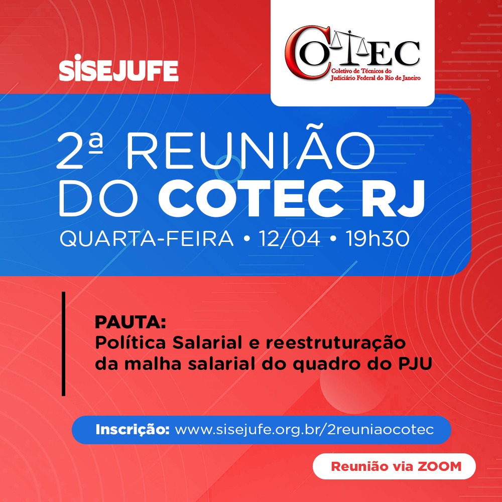 2ª reunião do Cotec RJ acontecerá na quarta-feira, 12 de abril, às 19:30h, pela plataforma do ZOOM
