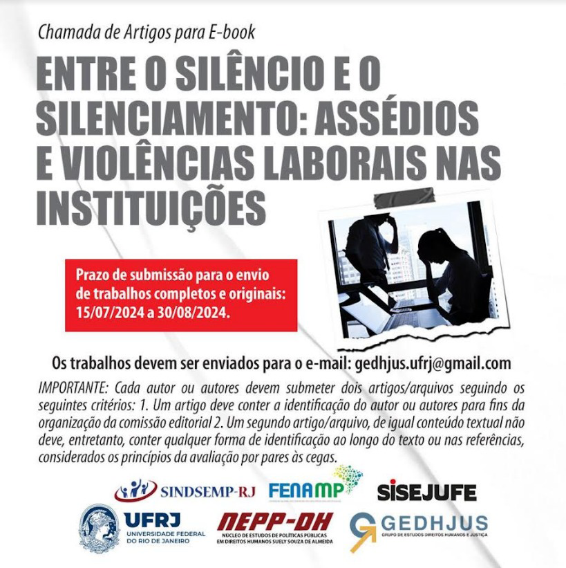 Sisejufe e demais entidades sindicais apoiam Chamada de artigos para publicação de e-book sobre assédio nas instituições