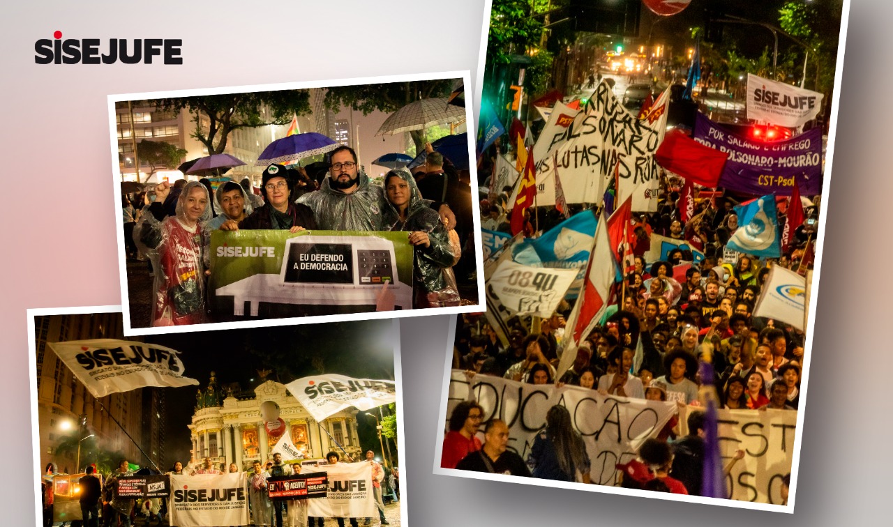 Sisejufe se une a movimentos sociais e estudantes em ato pela Democracia, no Centro do Rio